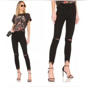 Mother The Swooner Dagger Ankle Fray Jeans in Baa Baa Black Sheep Size 28